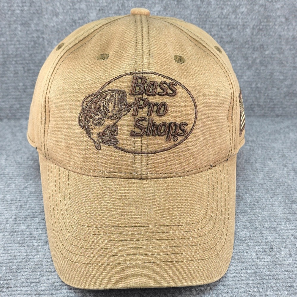 Bass Pro Shops Hat Cap Mens Snapback Brown Fly Fishing Hunting USA Bass Trout